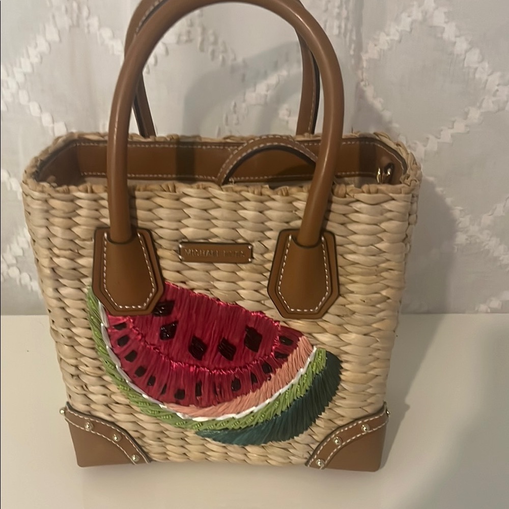 Michael Kors Medium Woven Messenger with leather